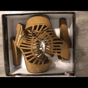 Tan high heels